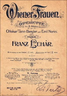 Franz Lehár, "Wiener Frauen", operett 1902.