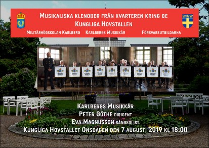 Karlbergs Musikkår. Sommarkonsert Kungliga Hovstallet 7 augusti 2019. Bild: Kungliga Hovstallet/Allegro Musik HB.
