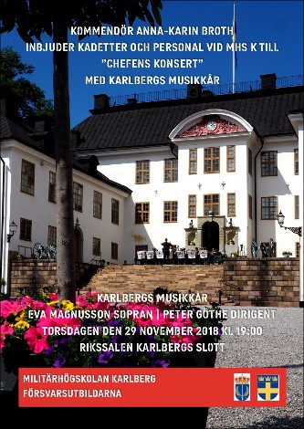 Flyer "Chefens konsert" Karlbergs Musikkår 29 november 2018.