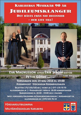 Jubileumskonsert Karlbergs Musikkår den 19 maj 2016 i Riddarhuset, Stockholm.