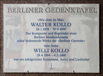 Berliner Gedenktafel Walter och Willi Kollo. Bild: EA Musik HB.
