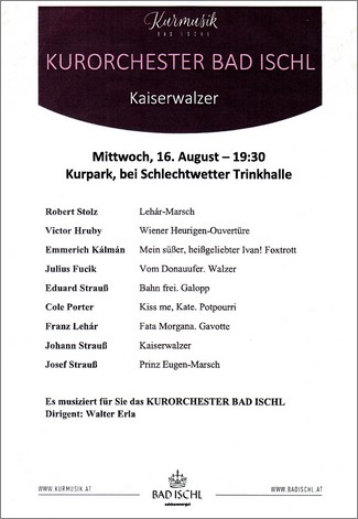 Kurorchester Bad Ischl. "Kaiserwalzer" 2023-08-16. Dirigent: Walter Erla.