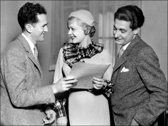 Ralph Rainger (till vänster), Dorothy Dell och Leo Robin. Bild från 1934.
