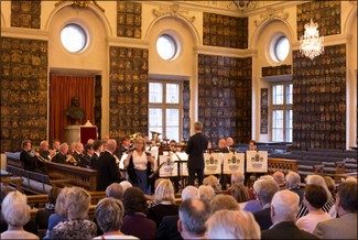 Karlbergs Musikkår, Riddarhuset 19 maj 2016. Magnusson, Ström, Göthe.