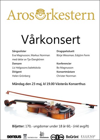 Vårkonseret Arosorkestern Västerås Konserthus 23 maj 2016. Bild EA Musik HB.